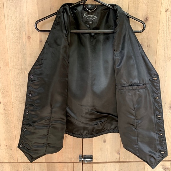 Scully vintage genuine leather classic black button down vest - Picture 6 of 15